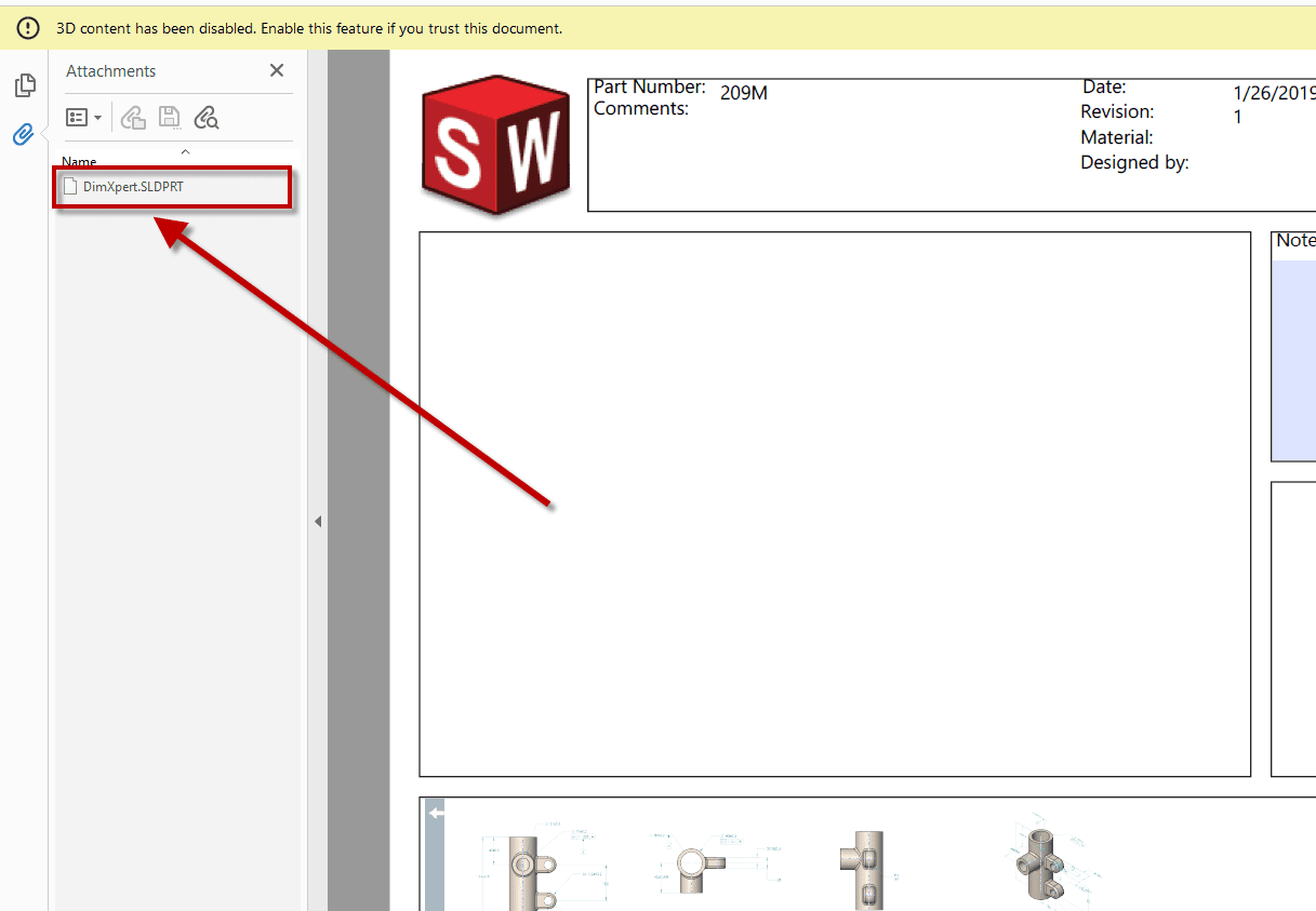 , SOLIDWORKS MBD: Attaching a file to a 3D PDF