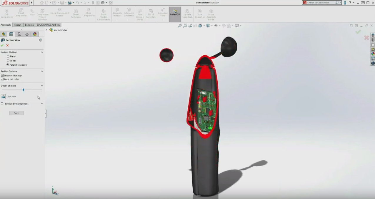 SOLIDWORKS 2020 dynamic sectioning