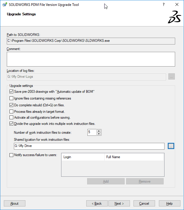 upgrade settings upgrade tool