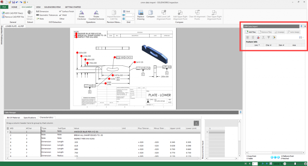 , Import CMM Measurements Into SOLIDWORKS Inspection Professional