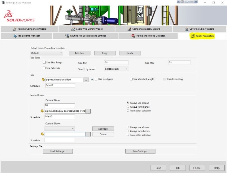 , SOLIDWORKS: Creating Route Specification Templates