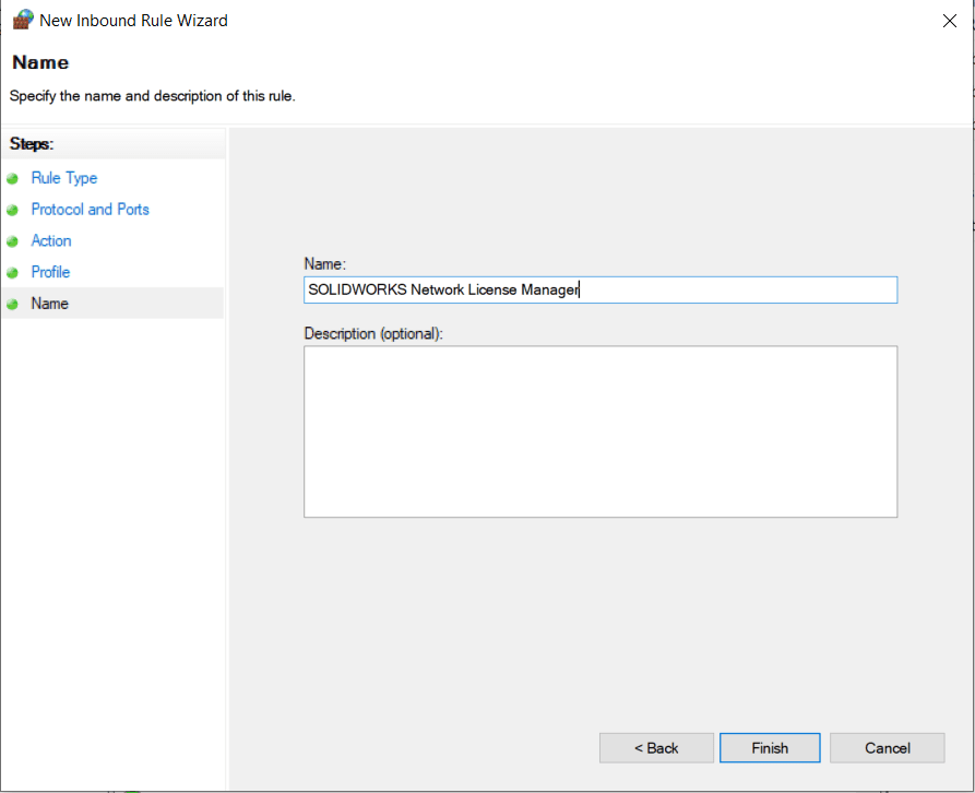 , Using a SOLIDWORKS Network License Manager with Windows Firewall