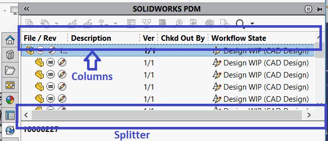 pdm add in columns and splitter