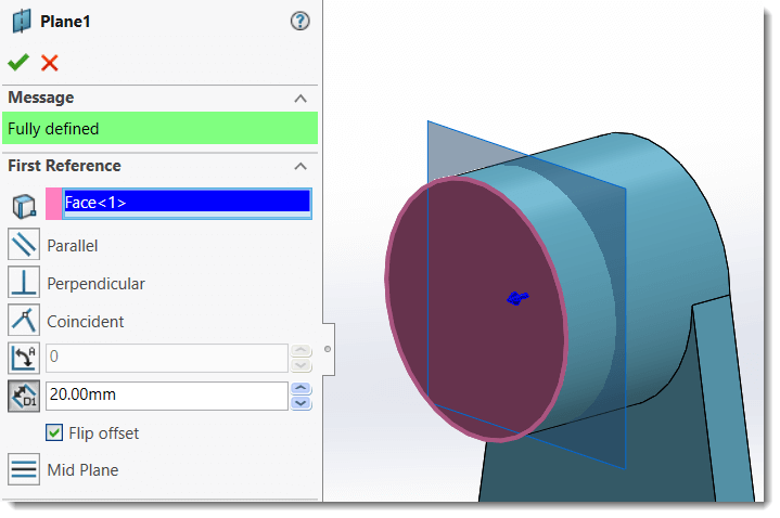 how to create a plane in solidworks model