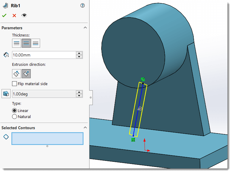 how to create a plane in solidworks rib command