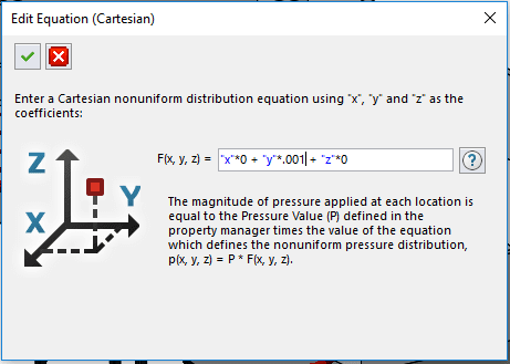 SOLIDWORKS Simulation Tutorial edit equation (Cartesian)