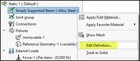, Beam Diagrams in SOLIDWORKS Simulation