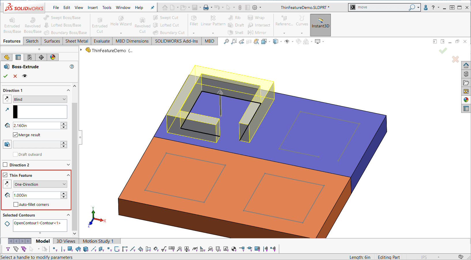 , SOLIDWORKS: Thin Features
