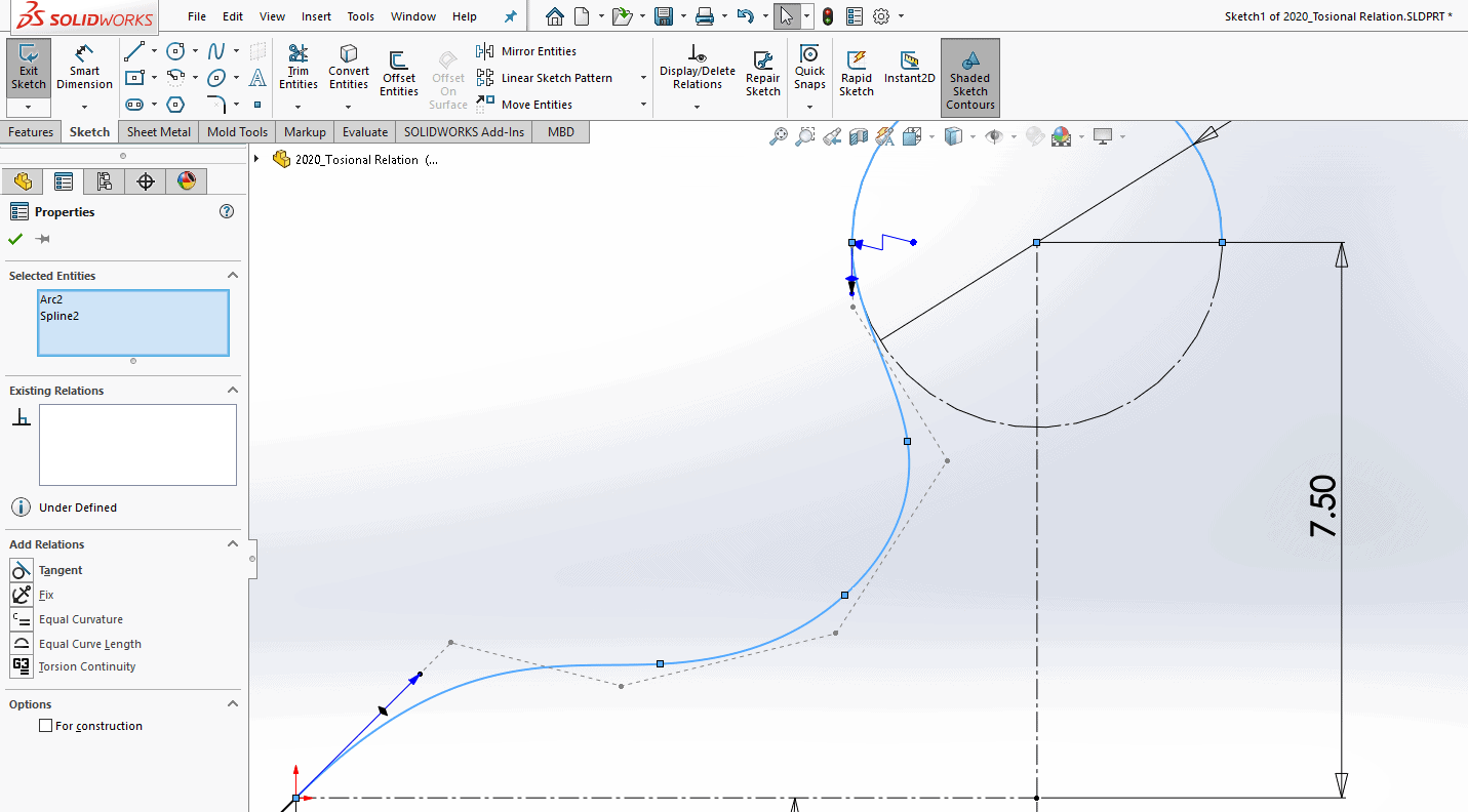 , SOLIDWORKS 2020 What’s New – Applying Torsional Continuity Relations