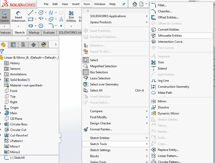 , SOLIDWORKS 2020 What’s New – Sketching Silhouette Entities