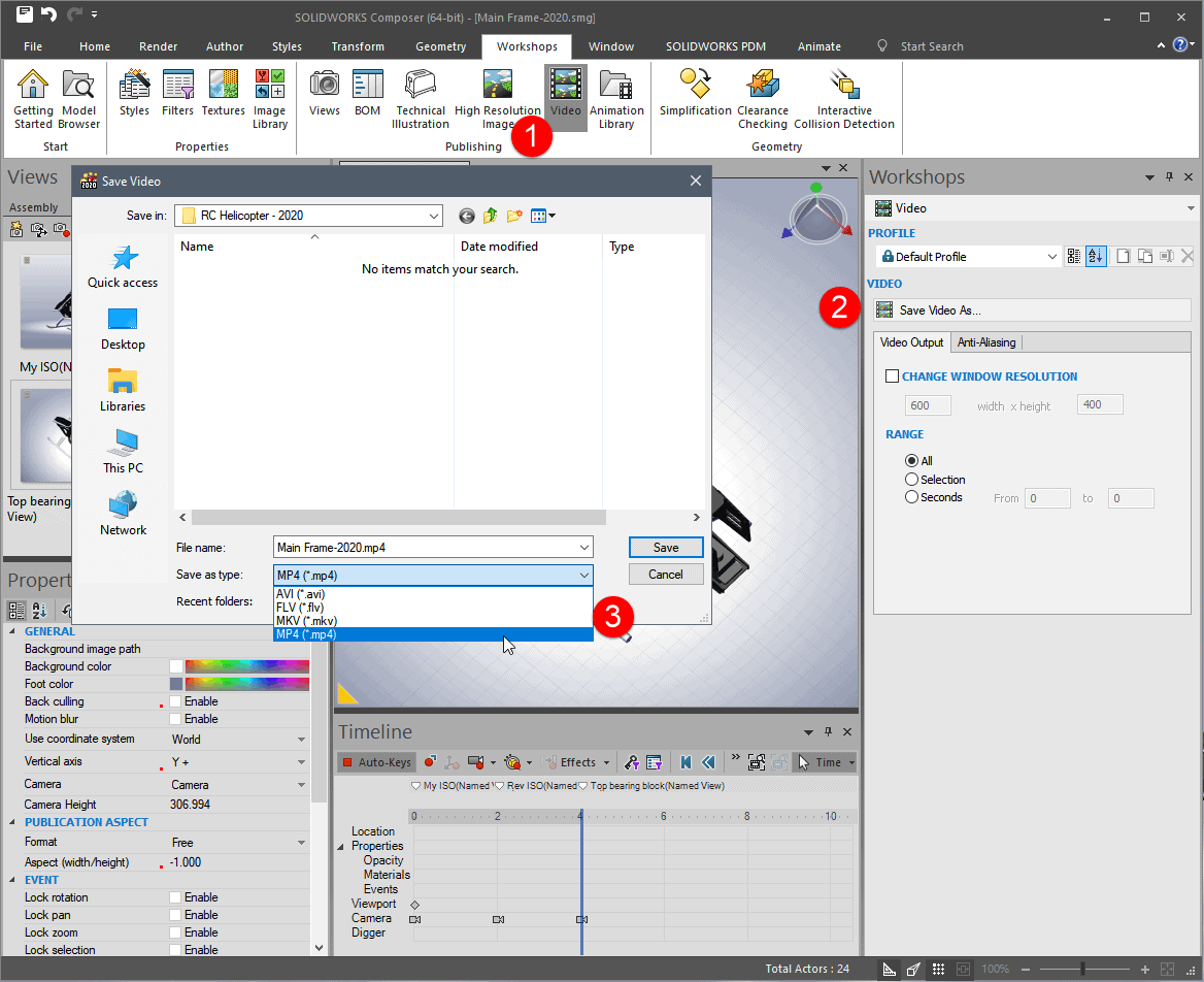 , SOLIDWORKS 2020 What’s New – SOLIDWORKS Composer Animation Export Enhancements