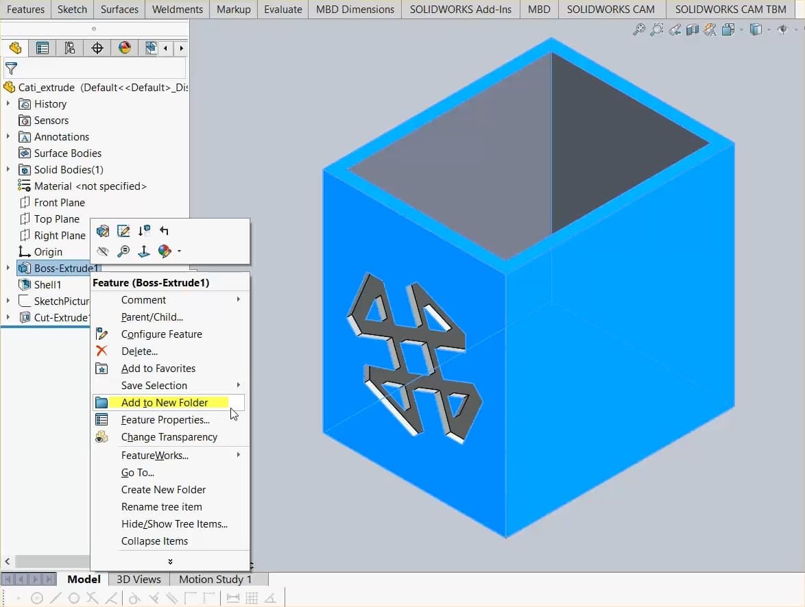 , SOLIDWORKS 2020 What’s New – Feature Manager Enhancements