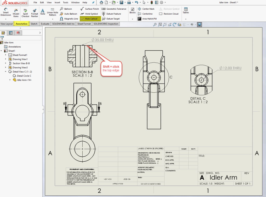 solidworks hole callout format file download