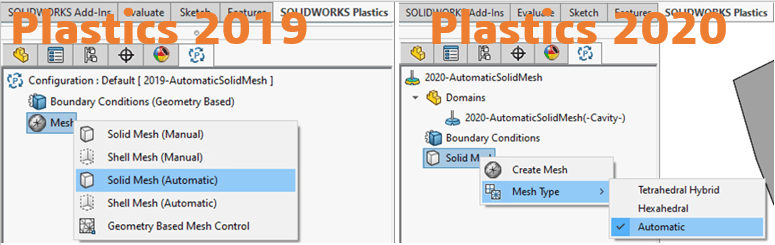 , SOLIDWORKS 2020 What’s New – Plastics &#8211; Enhanced Solid Mesh (Auto) Workflow