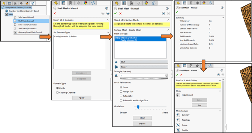 , SOLIDWORKS 2020 What’s New – Plastics &#8211; Enhanced Solid Mesh (Auto) Workflow