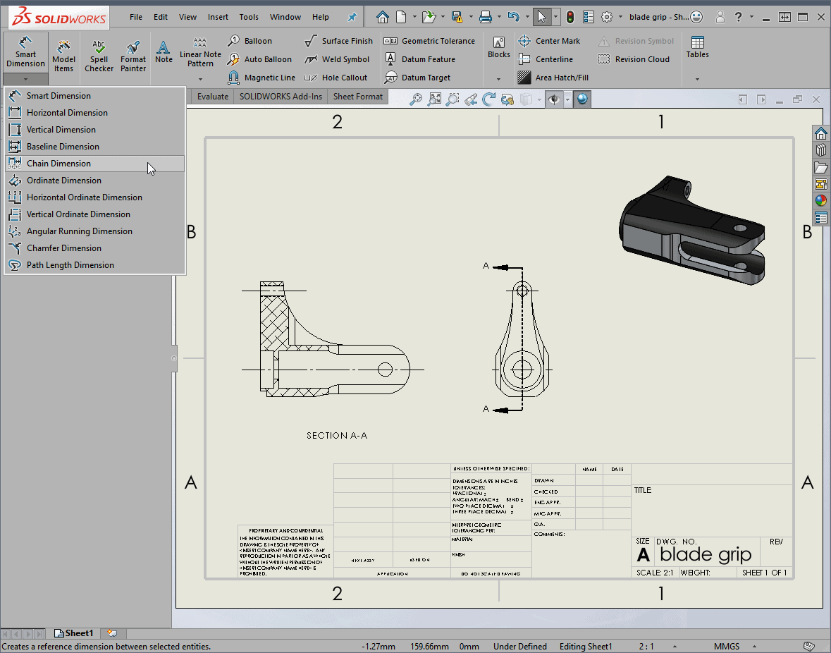 , SOLIDWORKS 2020 What’s New – Drawings, Chain and Baseline Dimensions