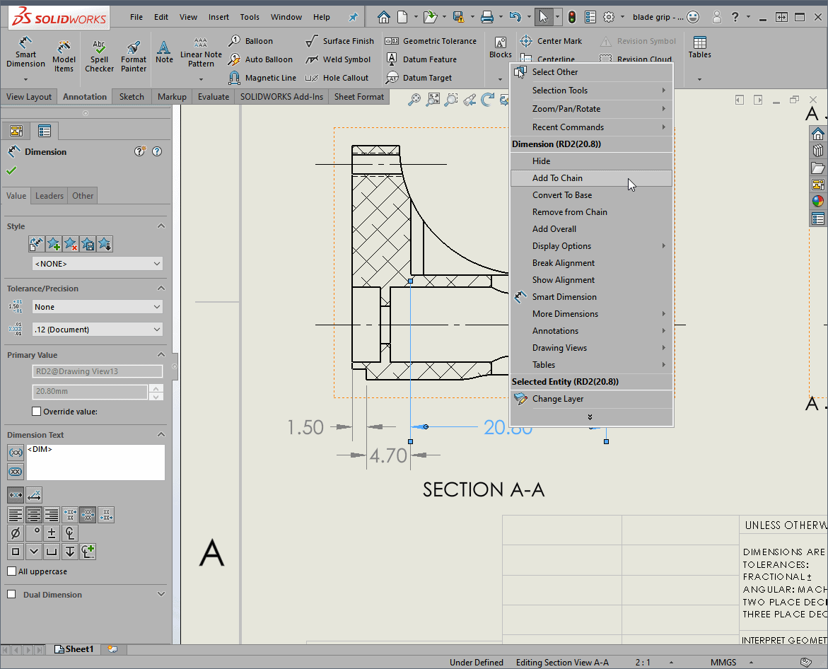 , SOLIDWORKS 2020 What’s New – Drawings, Chain and Baseline Dimensions