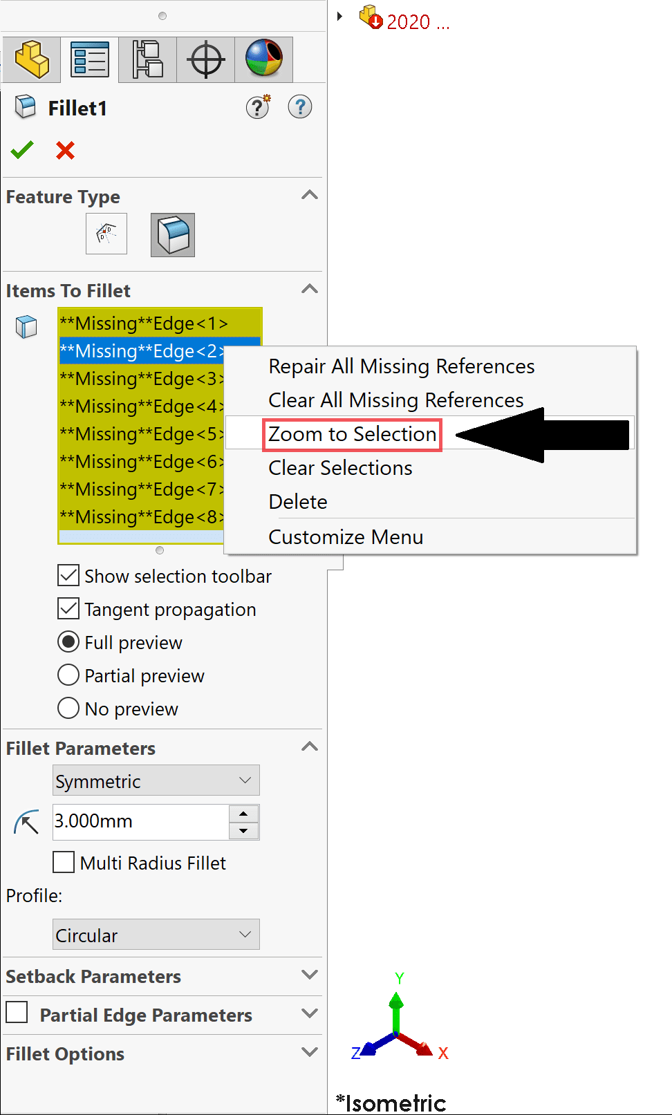 , SOLIDWORKS 2020 What’s New – Repairing Missing References for Fillets and Chamfers