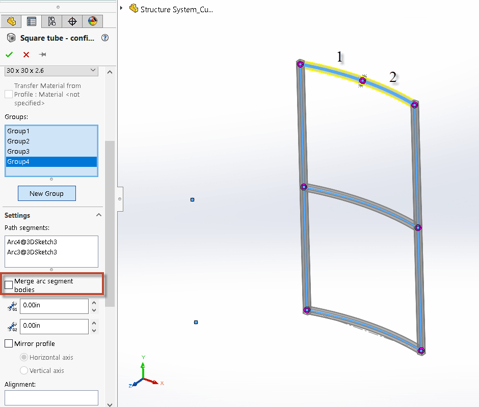 , SOLIDWORKS 2020 What’s New – Creating Curved Beams and Merging Tangent Members in Weldments