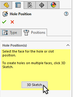 , Using Hole Wizard on a Curved (Cylindrical) Surface