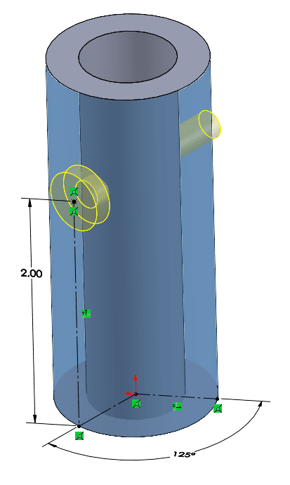 , Using Hole Wizard on a Curved (Cylindrical) Surface