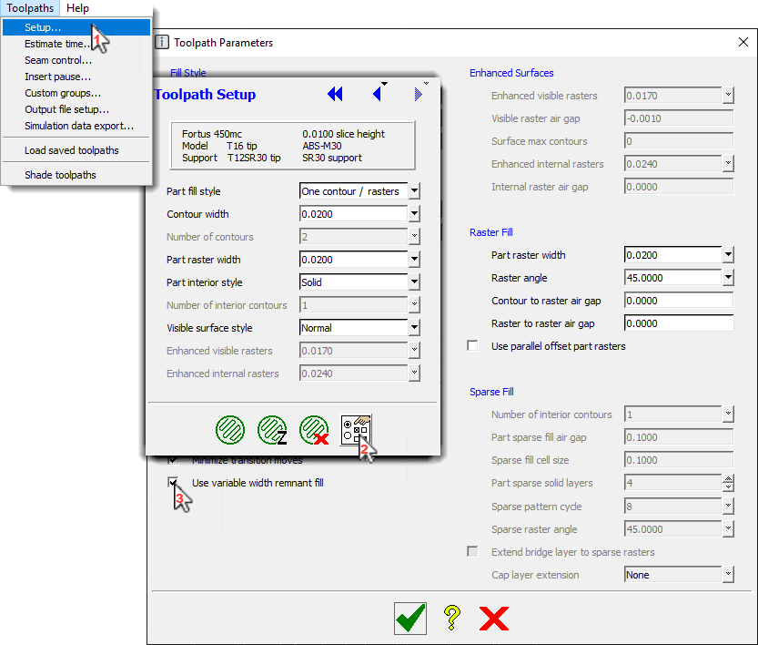 insight software toolpath parameters