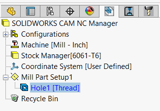 SOLIDWORKS CAM Features tree