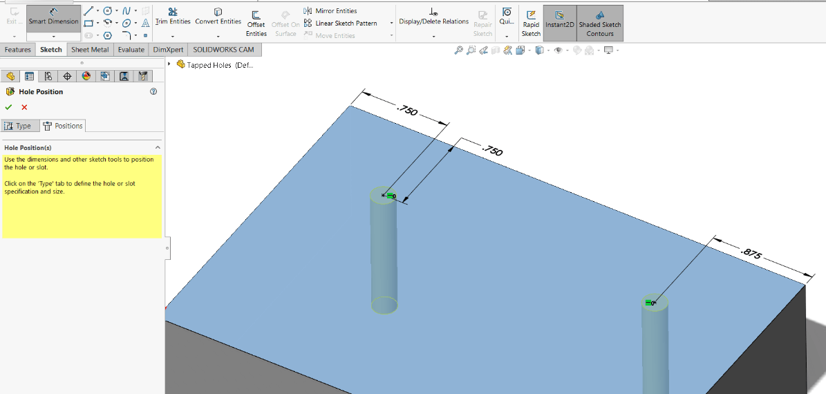 Programming threaded holes SOLIDWORKS CAM 