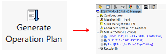 Generate option SOLIDWORKS CAM 