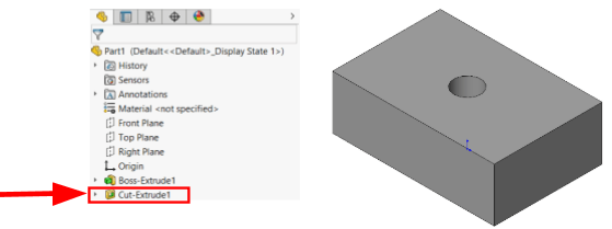 Program a tapped hole with a simple extrude cut 