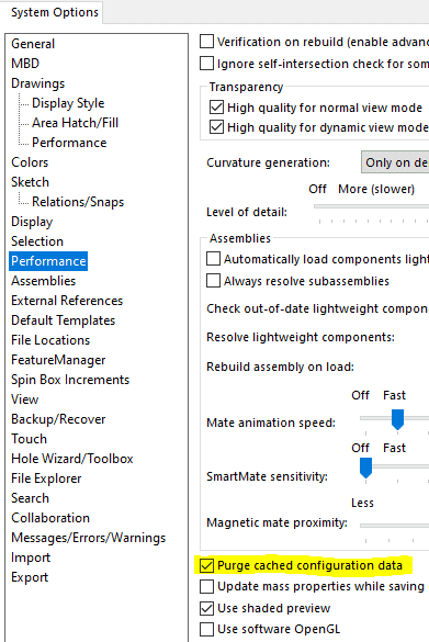 Purge cached configuration data