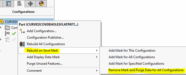 Remove Mark and Purge Data for All Configurations