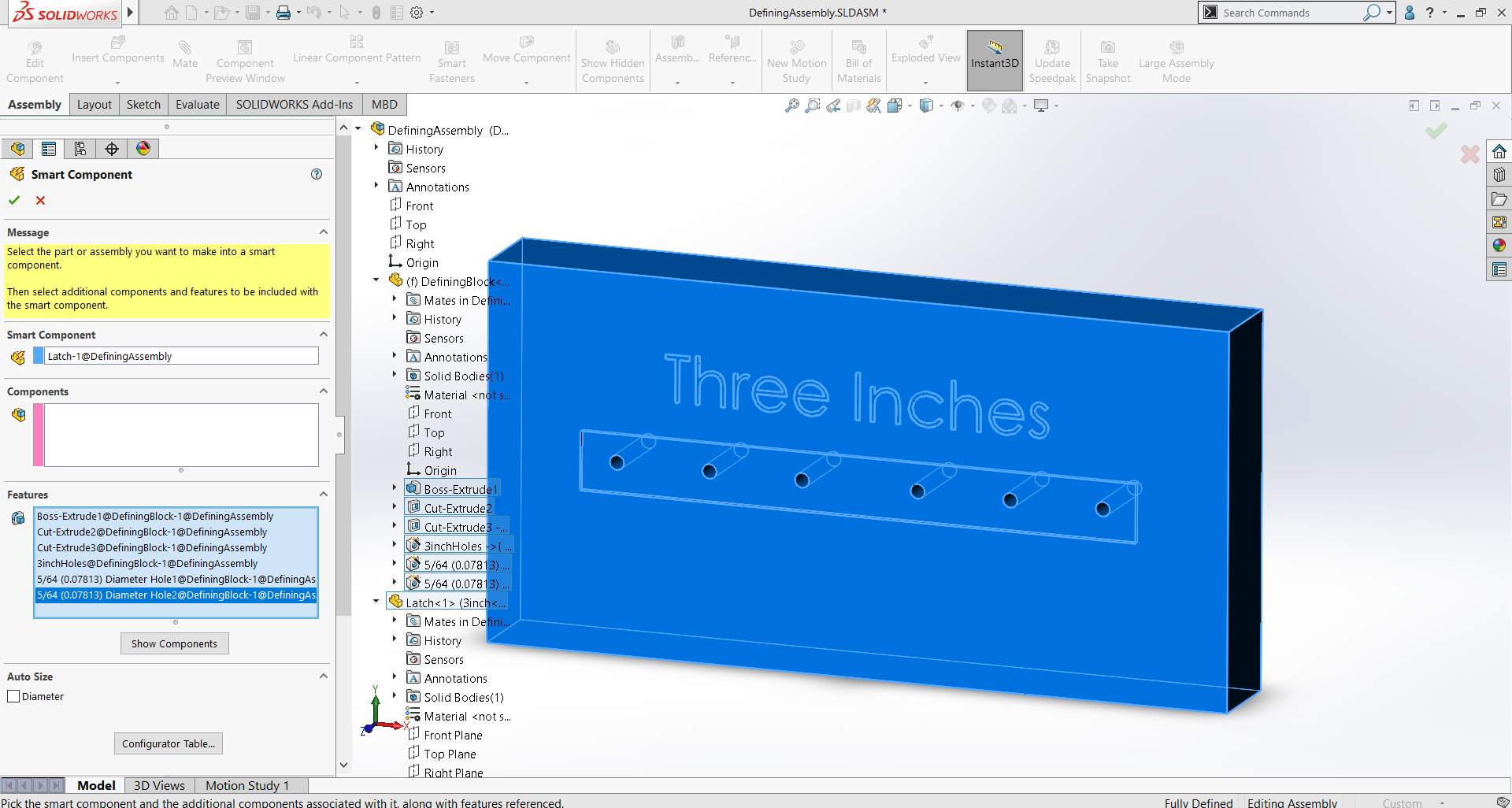 , SOLIDWORKS: Configuring Smart Components with the Configurator Table