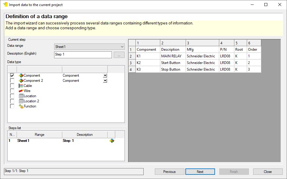 , SOLIDWORKS Electrical: Import a BOM to start a project