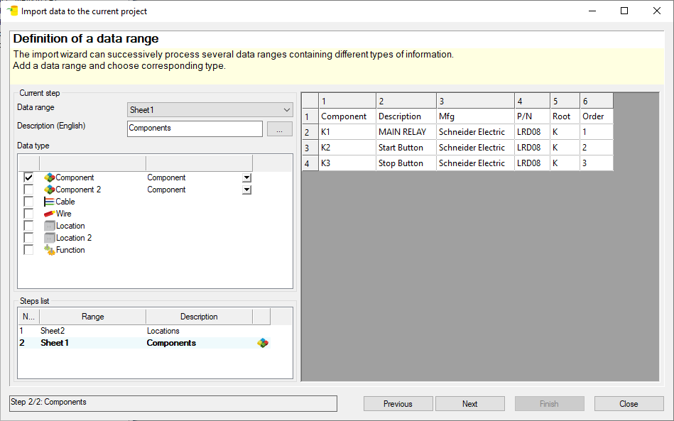 , SOLIDWORKS Electrical: Import a BOM to start a project