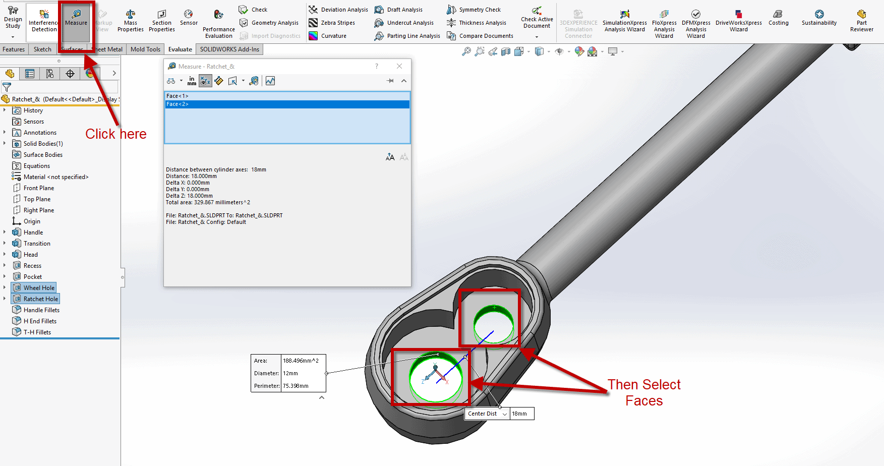 , SOLIDWORKS: How to Measure the Minimum Distance Between Two Cylinders