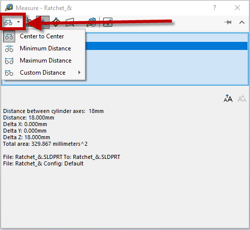 ,SOLIDWORKS:如何测量两个圆柱体之间的最小距离