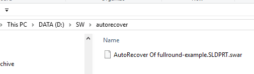 solidworks auto recover 