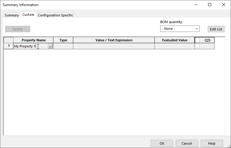 , Customizing your Custom Properties list