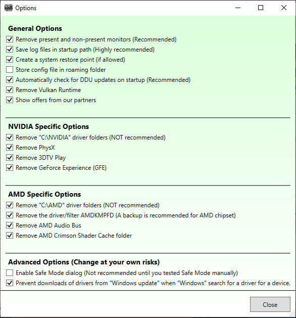 solidworks driver uninstaller options screen