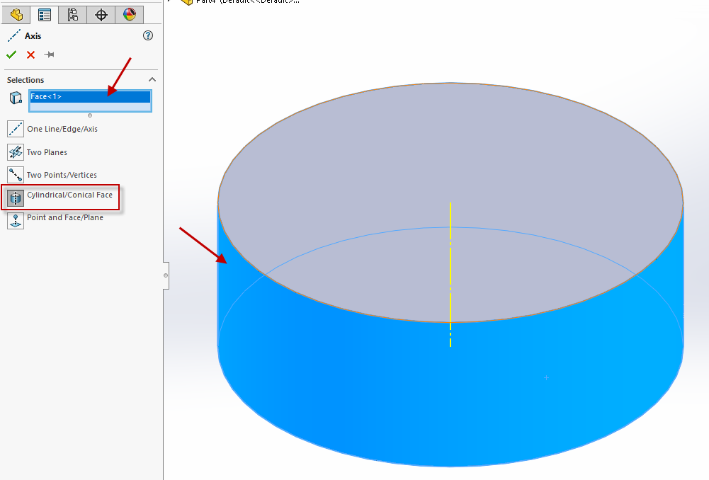 Cylindrical/Conical Face Axis