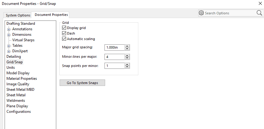 Grid/Snap Document Properties