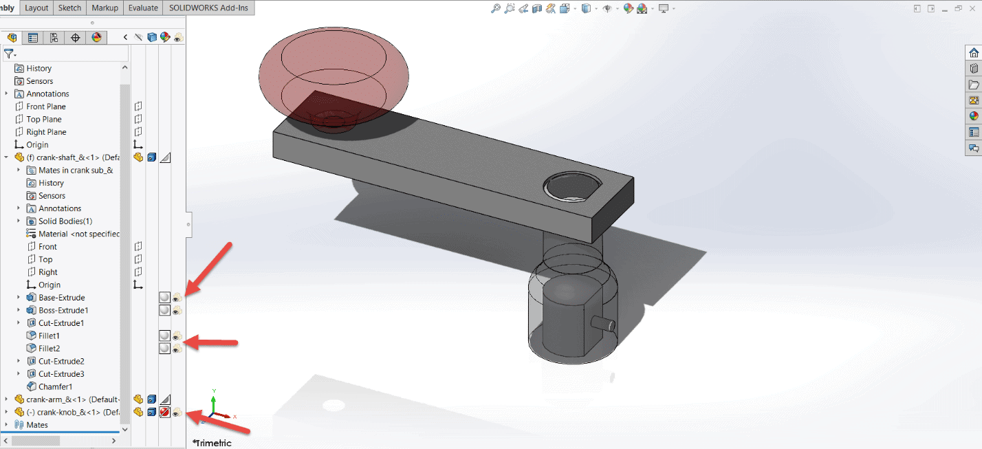 SOLIDWORKS Transparent Component Display Mode