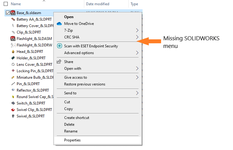 Right-click menu