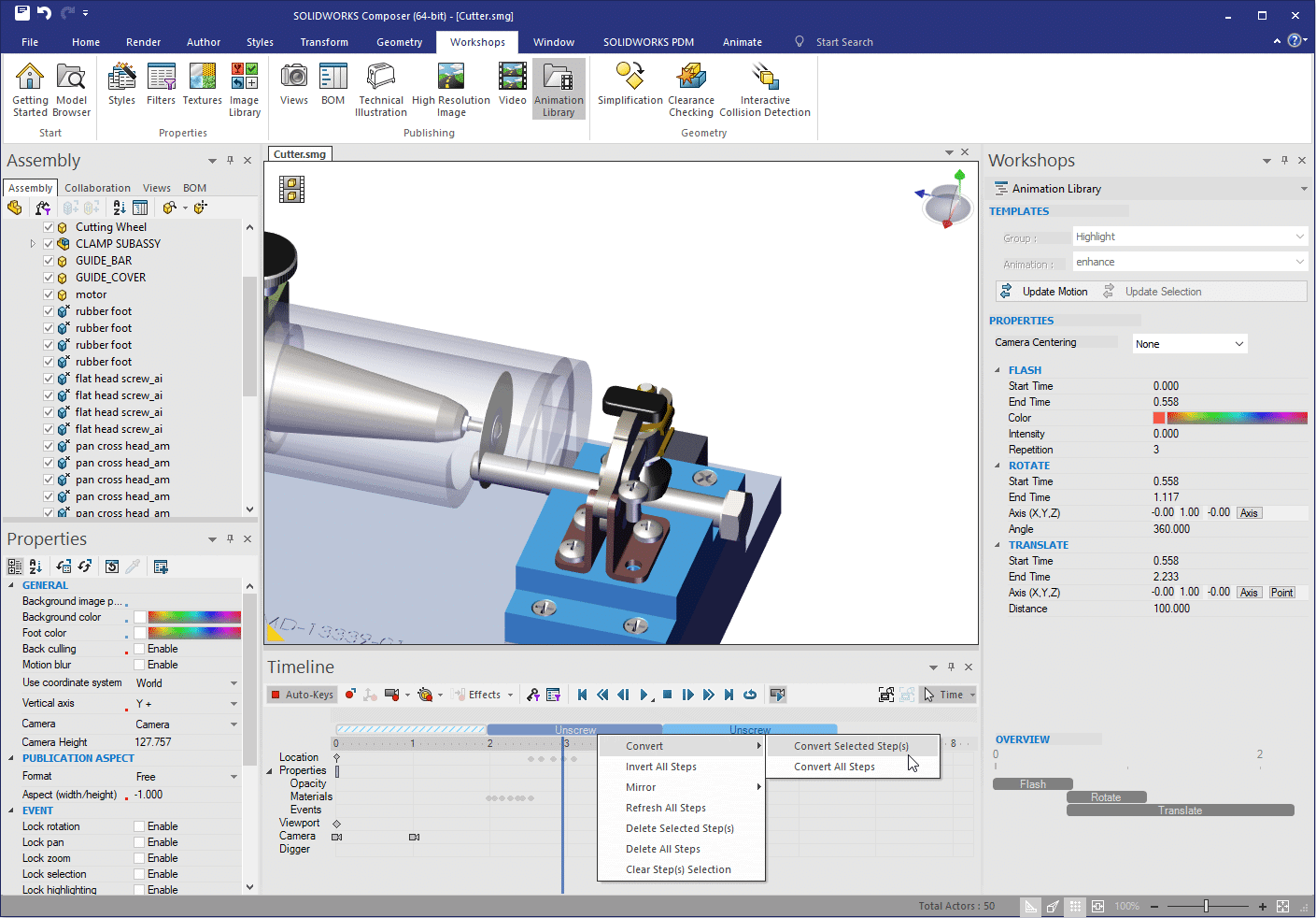 , SOLIDWORKS Composer Animation Library tips