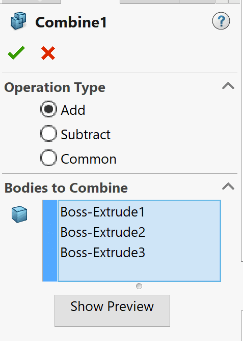 , The SOLIDWORKS Combine Tool