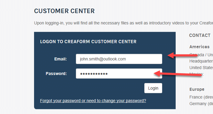 , Create a CREAFORM Customer account