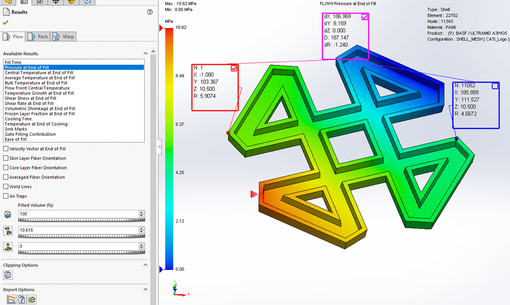 SOLIDWORKS Plastics Measure Tool