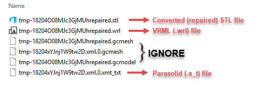 Converted STL, Parasolid, and VRML (WRL) files inside GrabCAD Print .print file.