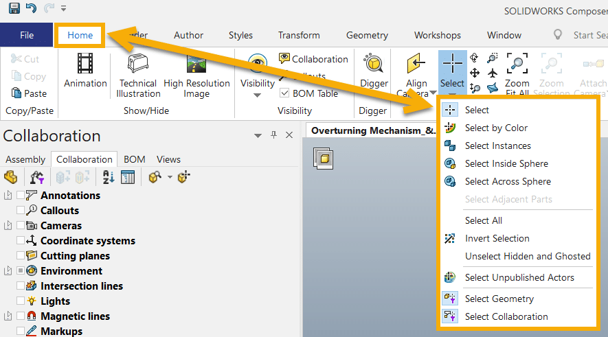 , Be Selective with SOLIDWORKS Composer